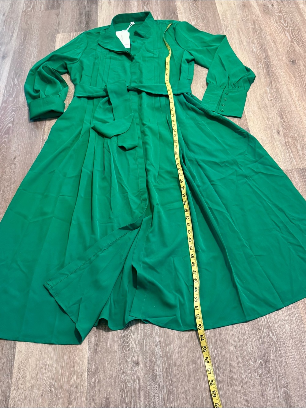 NWT. Emerald Green L/S Tie-Waist Maxi Dress
